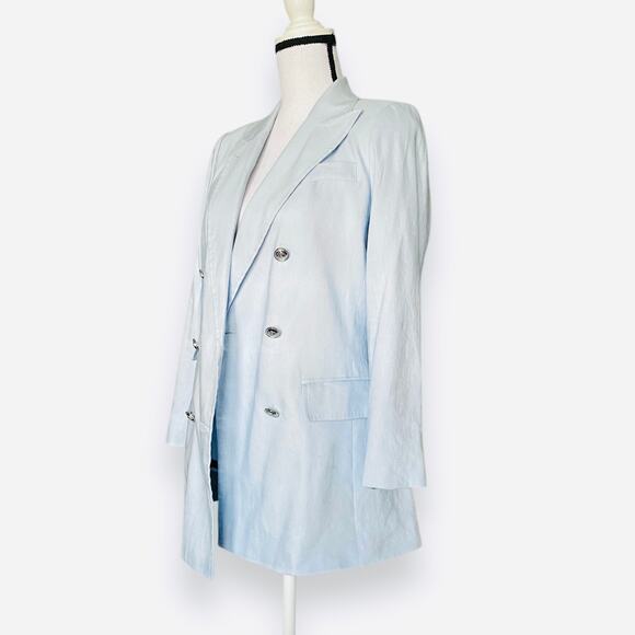Antonio Melani Riviera Linen Blazer Jacket Fits Sz S Light Blue Silver Buttons - Picture 5 of 15